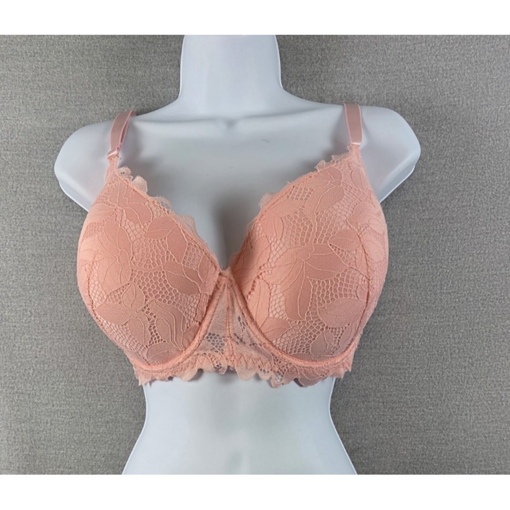 Adrienne Vittadini Studio Pink Floral Lace Underwire Bra 40D Full Coverage